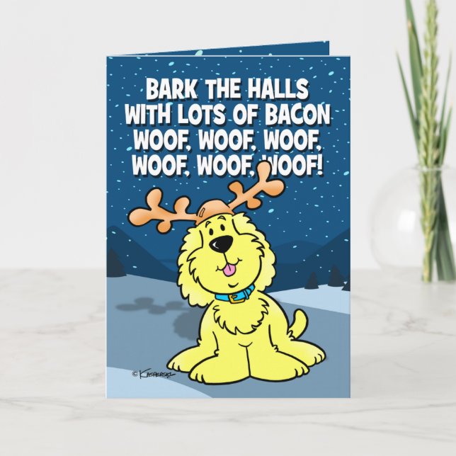 Tarjeta Festiva Bark The Halls (Anverso)