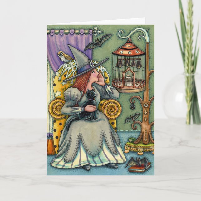 TARJETA FESTIVA BARRA AMABLE, CAT, MASCOTAS, BAT CAGE, HALLOWEEN V (Anverso)