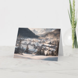 Tarjeta Festiva Barrio del Valle de la Montaña de Invierno