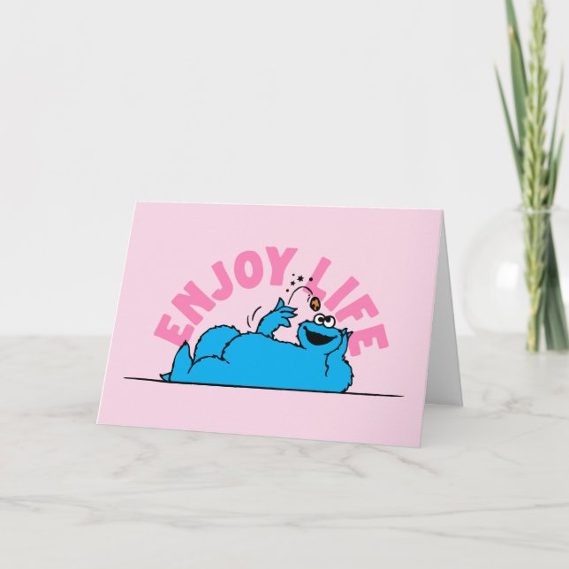 Tarjeta Festiva Barrio Sésamo | Cookie Monster Disfrutar la vida (Anverso)