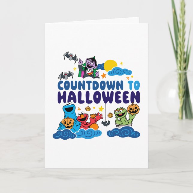 Tarjeta Festiva Barrio Sésamo | Cuenta regresiva para Halloween (Anverso)