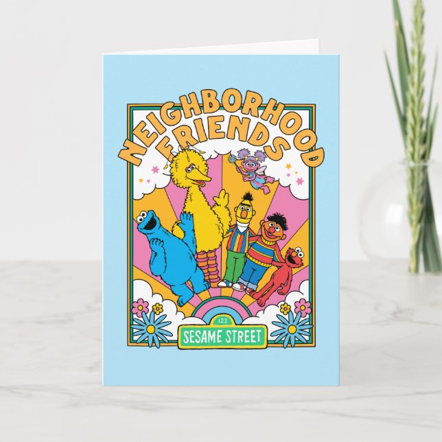 Tarjeta Festiva Barrio Sésamo | Cumpleaños feliz (Anverso)