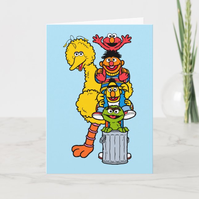 Tarjeta Festiva Barrio Sésamo | Cumpleaños feliz (Anverso)