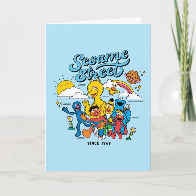 Tarjeta Festiva Barrio Sésamo | Cumpleaños feliz (Anverso)