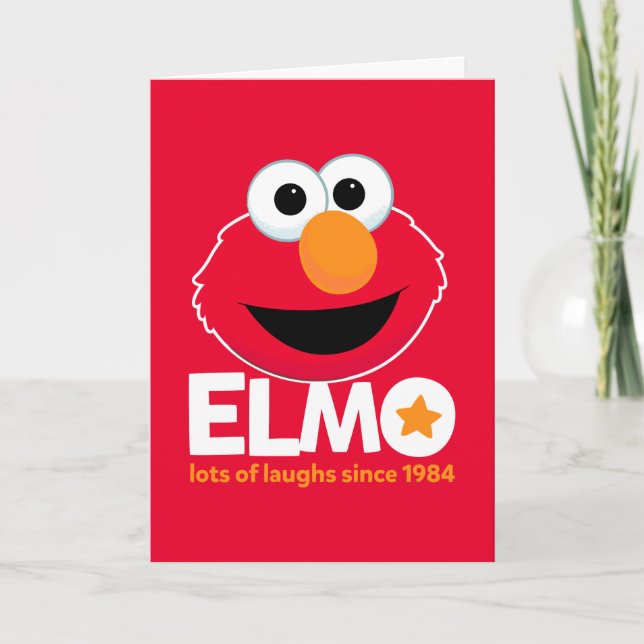 Tarjeta Festiva Barrio Sésamo | Elmo Lots of Laughs Desde 1984 (Anverso)