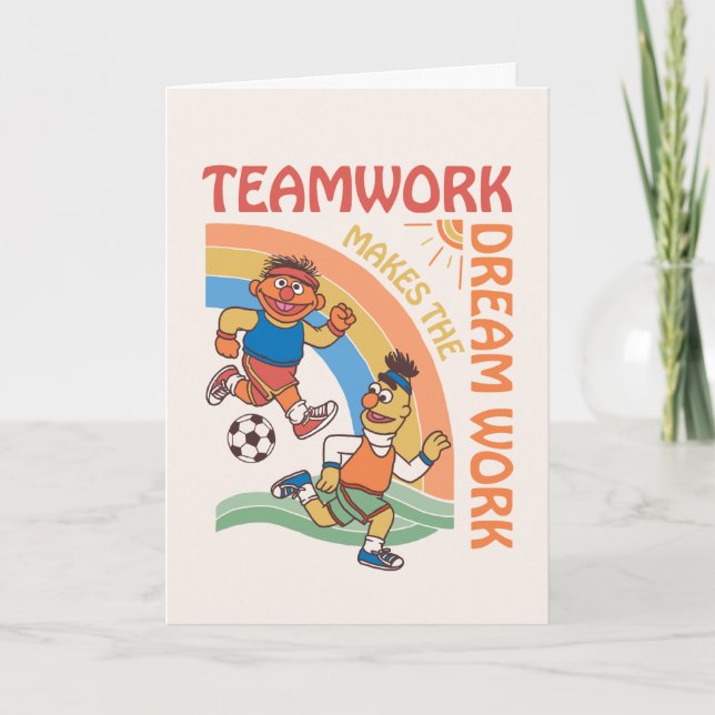 Tarjeta Festiva Barrio Sésamo | Ernie y Bert Teamwork (Anverso)