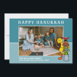 Tarjeta Festiva Barrio Sésamo | Feliz Hanukkah<br><div class="desc">Celebra la temporada con esta linda tarjeta Hanukkah de Plaza Sésamo. ¡Personaliza con fotos y nombres!</div>