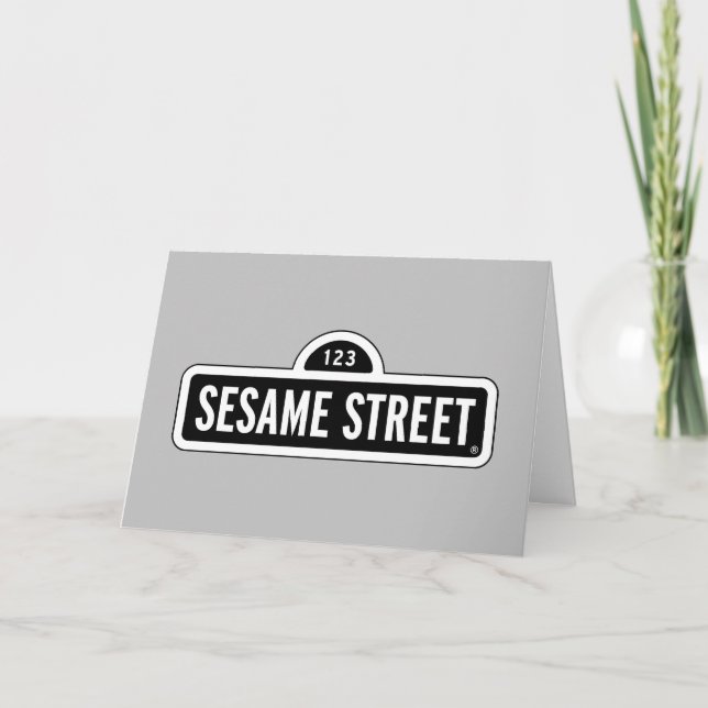 Tarjeta Festiva Barrio Sésamo | Logotipo de B&W (Anverso)