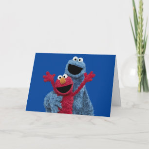 Tarjeta Festiva Barrio Sésamo   Monstruo Elmo y Cookie