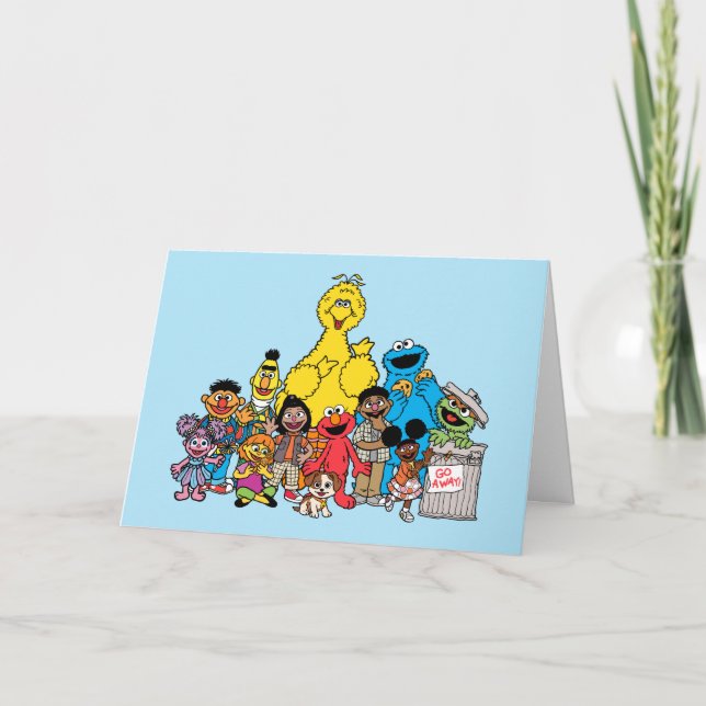 Tarjeta Festiva Barrio Sésamo | Pals de Sésamo colgando (Anverso)