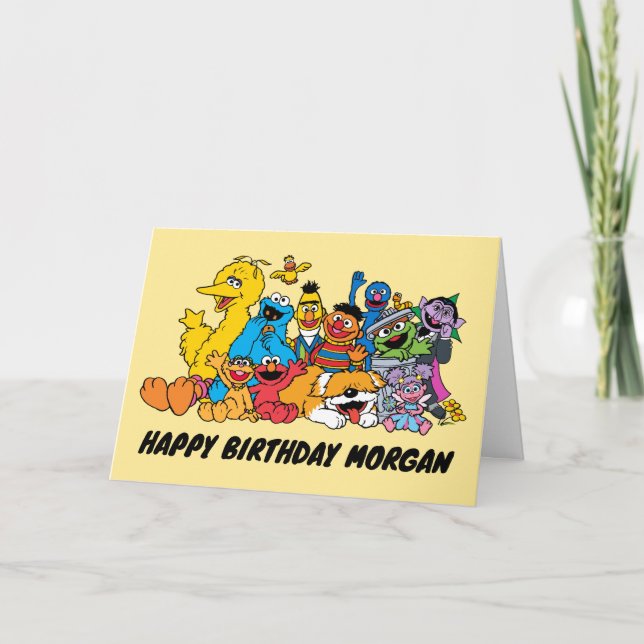 Tarjeta Festiva Barrio Sésamo | Pilas de Sésamo | Cumpleaños feliz (Anverso)