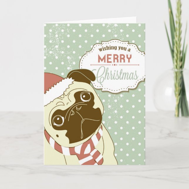Tarjeta Festiva ¡Barro amasado del navidad! Pequeño perro lindo en (Anverso)