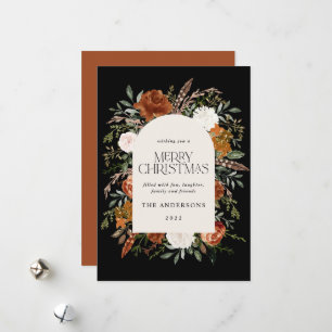 Tarjeta Festiva Barro negro de barro floral elegante de arco