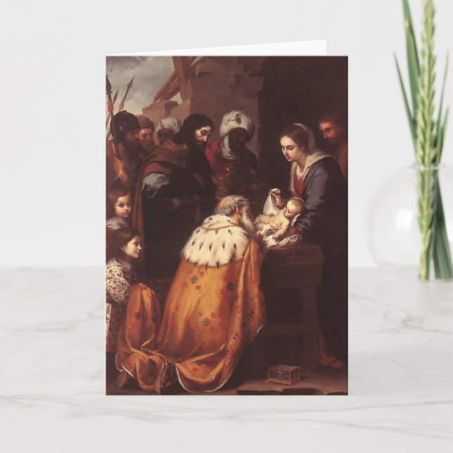 Tarjeta Festiva Bartolome Murillo - la adoración de la (Anverso)