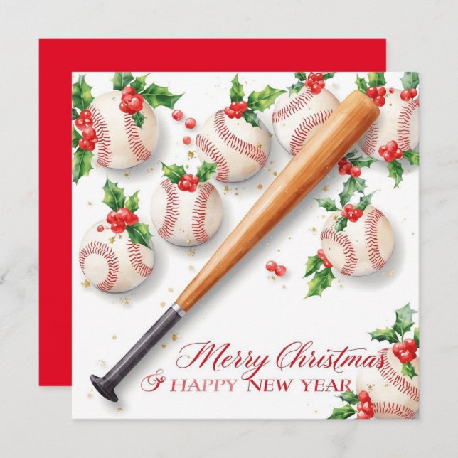 Tarjeta Festiva Baseball Christmas  (Anverso / Reverso)