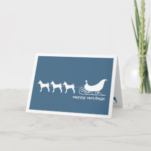 Tarjeta Festiva Basenjis que tira del trineo de Santa