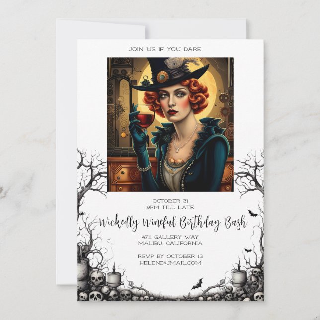 Tarjeta Festiva Bash de cumpleaños de Halloween (Anverso)