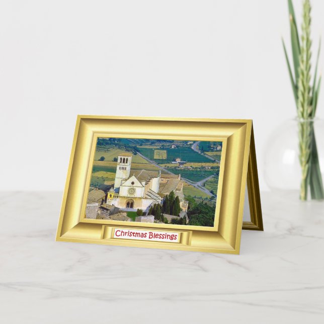 Tarjeta Festiva Basílica, Assisi, Italia (Anverso)