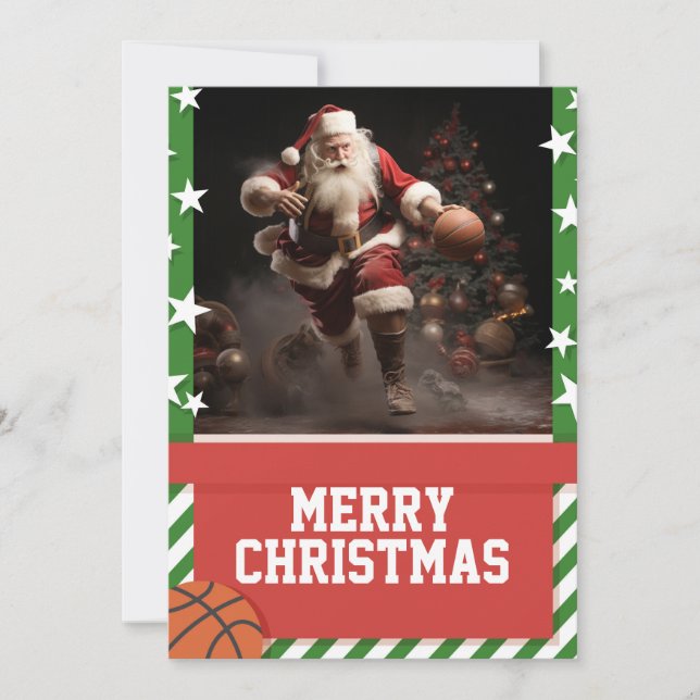 Tarjeta Festiva Básquetbol santa claus (Anverso)