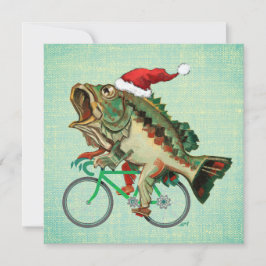 Tarjeta Festiva Bass de largemouth montando una bicicleta con Somb