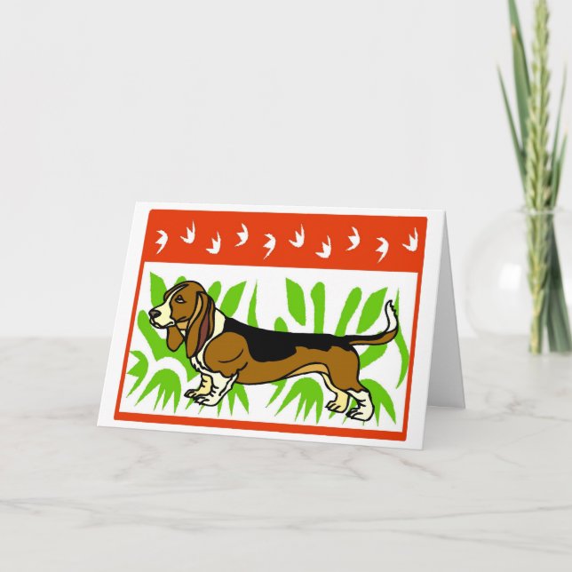 Tarjeta Festiva Basset Hound (Anverso)