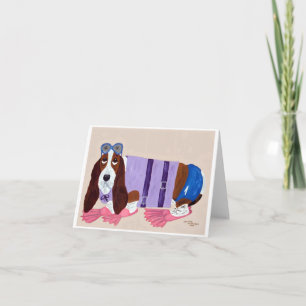 Tarjeta Festiva Basset Hound con Aletas