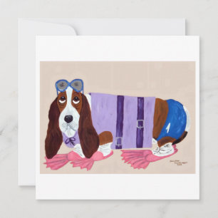 Tarjeta Festiva Basset Hound con Aletas