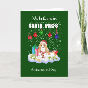 Tarjeta Festiva Basset Hound cree a los Navidades de Santa Paws