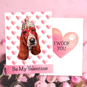 Tarjeta Festiva Basset Hound Divertido Te Quiero Perro Día de San 