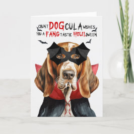 Tarjeta Festiva Basset Hound Dog Funny Count DOGcula Halloween