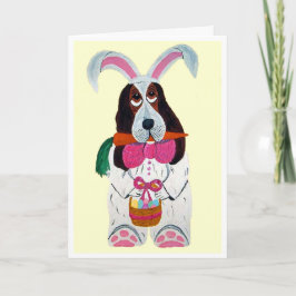 Tarjeta Festiva Basset Hound Easter Bunny