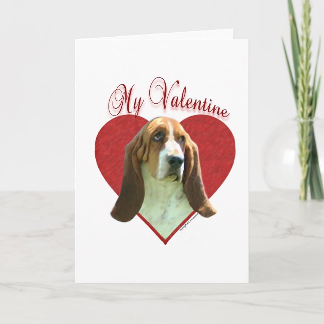 Tarjeta Festiva Basset Hound My Valentine (Anverso)