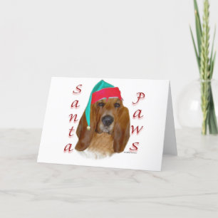 Tarjeta Festiva Basset Hound Santa Paws