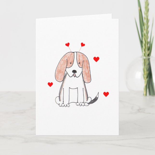 Tarjeta Festiva Basset Hound Valentine Ears (Anverso)
