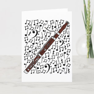 Tarjeta Festiva Bassoon Musical Notes Woodwind Music Teacher