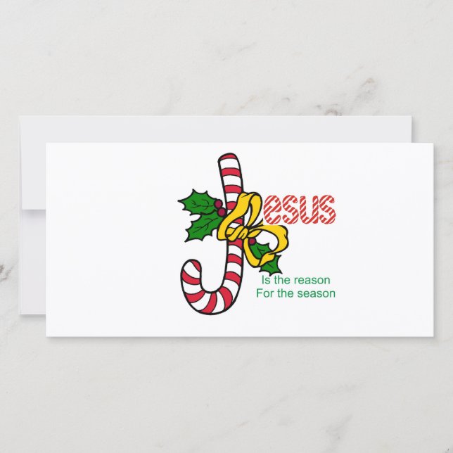Tarjeta Festiva Bastón de caramelo de Jesús (Anverso)
