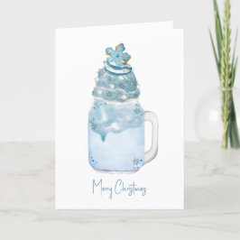 Tarjeta Festiva Batido de frasco de Mason de galleta copo de nieve