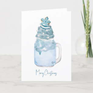 Tarjeta Festiva Batido de frasco de Mason de galleta copo de nieve