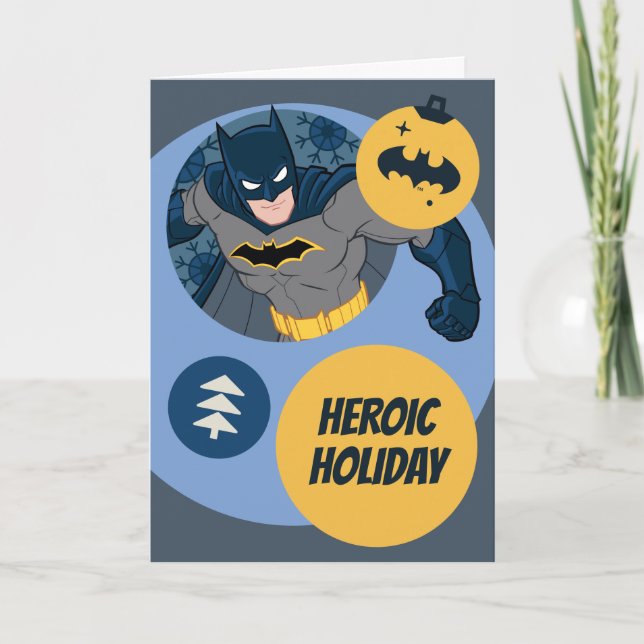 Tarjeta Festiva Batman Holiday Bauble de la Liga de la Justicia (Anverso)