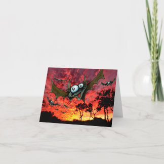 Tarjeta Festiva Bats al atardecer