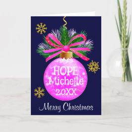 Tarjeta Festiva Bauble de cinta rosa único