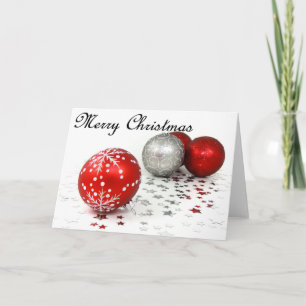 Tarjeta Festiva Baubles de Navidades rojos