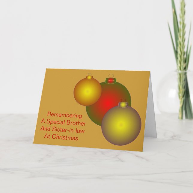 Tarjeta Festiva Baubles Hermano Y Navidades De La Hermana (Anverso)