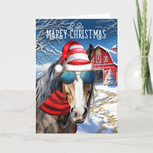 Tarjeta Festiva Bay Draft Horse Funny Navidades MAREy