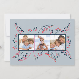 Tarjeta Festiva Bayas azules rojas modernas Foto Navidades planos