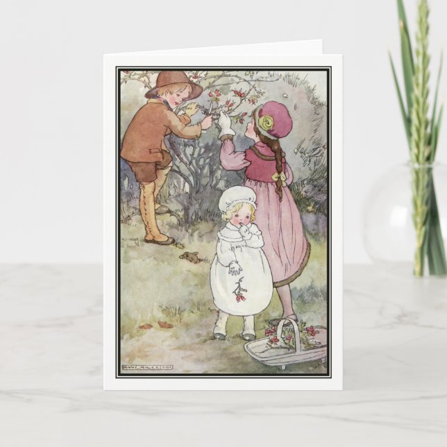 Tarjeta Festiva Bayas de Invierno por Anne Anderson (Anverso)