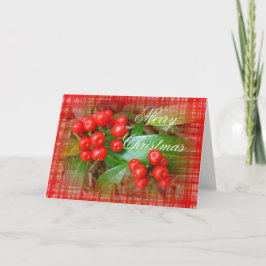 Tarjeta Festiva Bayas de la madreselva en el paño de algodón