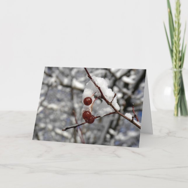 Tarjeta Festiva Bayas del invierno (Anverso)