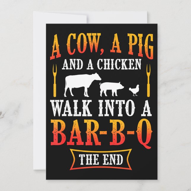 Tarjeta Festiva BBQ | Barbacoa Bbq Chiste Regalo Grill Master Chef (Anverso)
