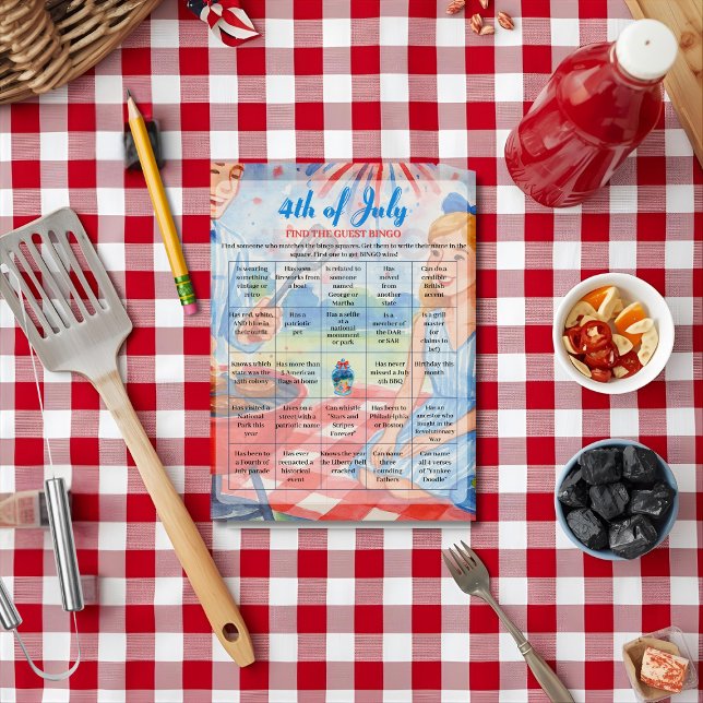 Tarjeta Festiva BBQ Cookout 4th of July Bingo  game card (BBQ Cookout 4th of July Bingo game card)